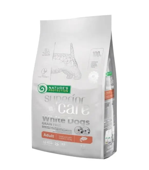 Nature’s Protection Superior Care Adult Small & Mini Breed White Coat Dog Food – Salmon