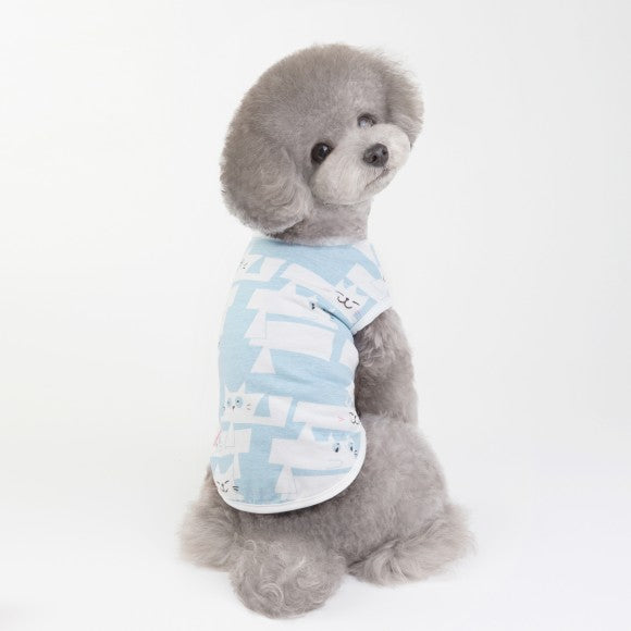 Pets.Love.Earth Cartoon Cat Vest Blue