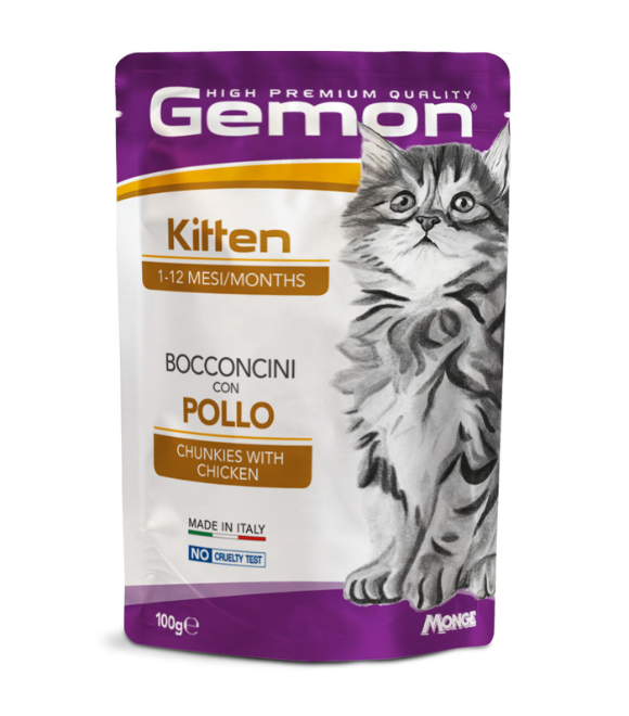 Gemon Kitten Cat Chunkies with Chicken – 100 g × 24 pcs