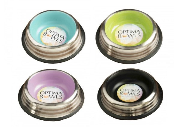 Optima Bowls Premium No-tip, Lined Platinum Pet Bowl Green