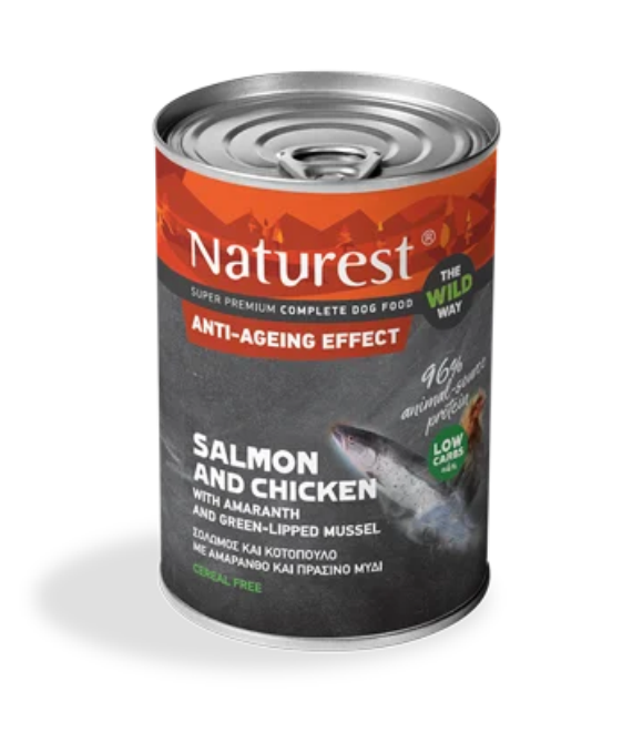 Pet Interest Naturest The wild Way Salmon and Chicken Anti-Ageing Effect 400g Can For Adult Dog