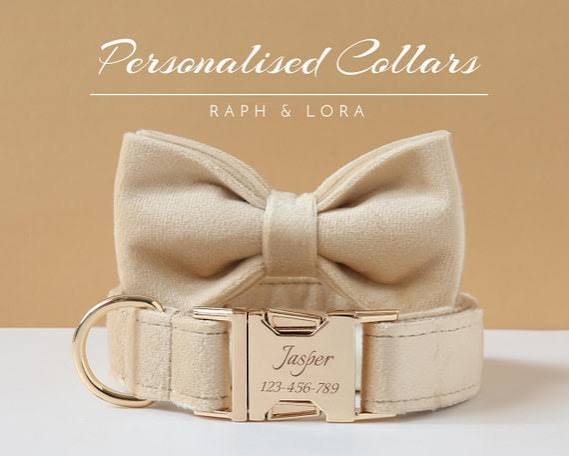 Pet Studio Beige print Collar with Beige Bow