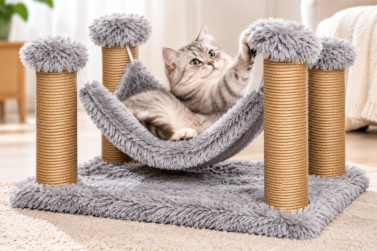 Scratch It Premium Ponchic Fabric Cat Scratching Tree – (59 × 39 × 34 cm)