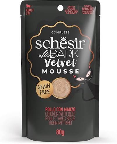 Schesir After Dark Pouch for Cat Velvet Mousse Chicken with Beef 80g