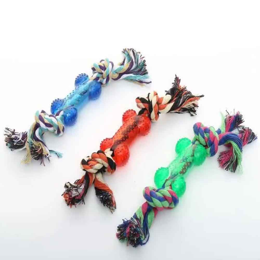 Pets.Love.Earth Rope Toy with Rubber Bone