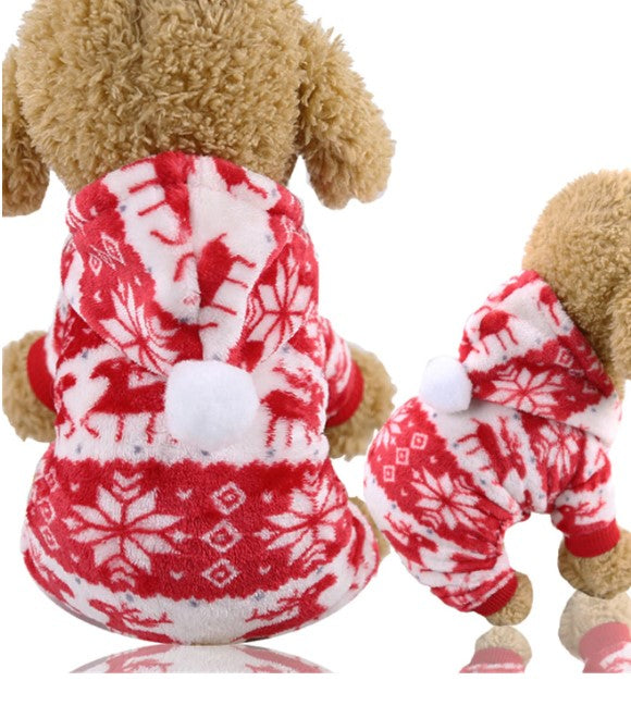 Pets.Love.Earth Winter Elk Pattern Four-legged Hooded