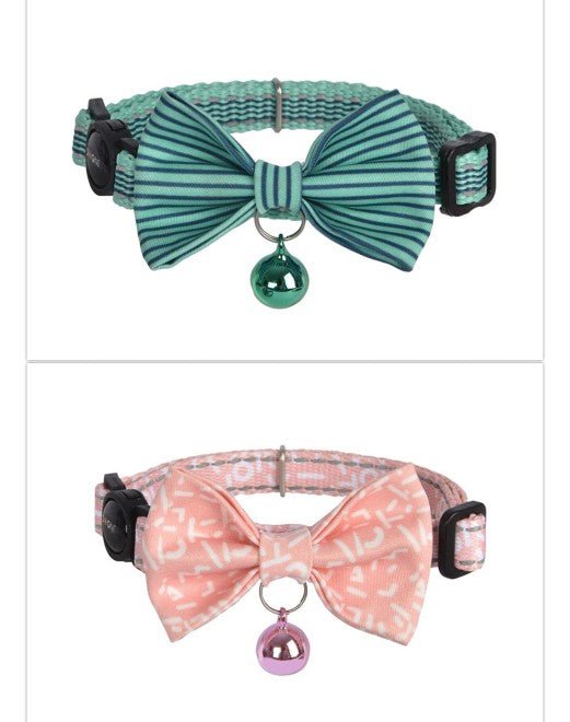 Dogness Cat Collar - Pink letter and  Green stripes
