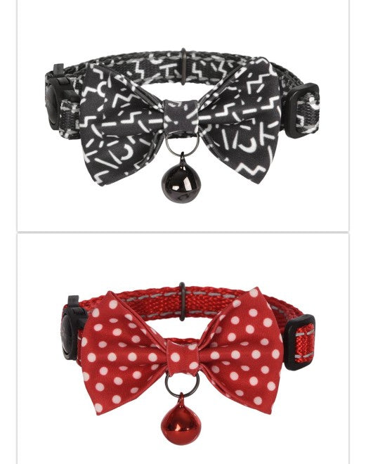 Dogness Cat Collar - Black Letter and Red Dots