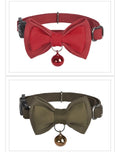 Dogness Cat Collar - Leather Brown and Leather red