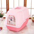 Pets.Love.Earth Cat Litter Box Pink with Folding Hood 24x16x17