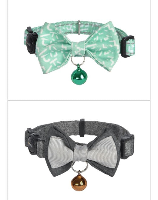 Dogness Cat Collar - Green Letter and Modal Grey