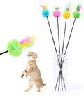 Pets.Love.Earth  PomPom Wand with Colored Feathers