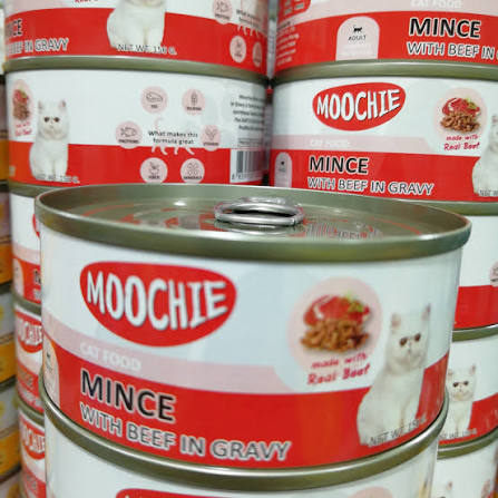 Moochie Cat Food Mince with Beef in Gravy Can 156g